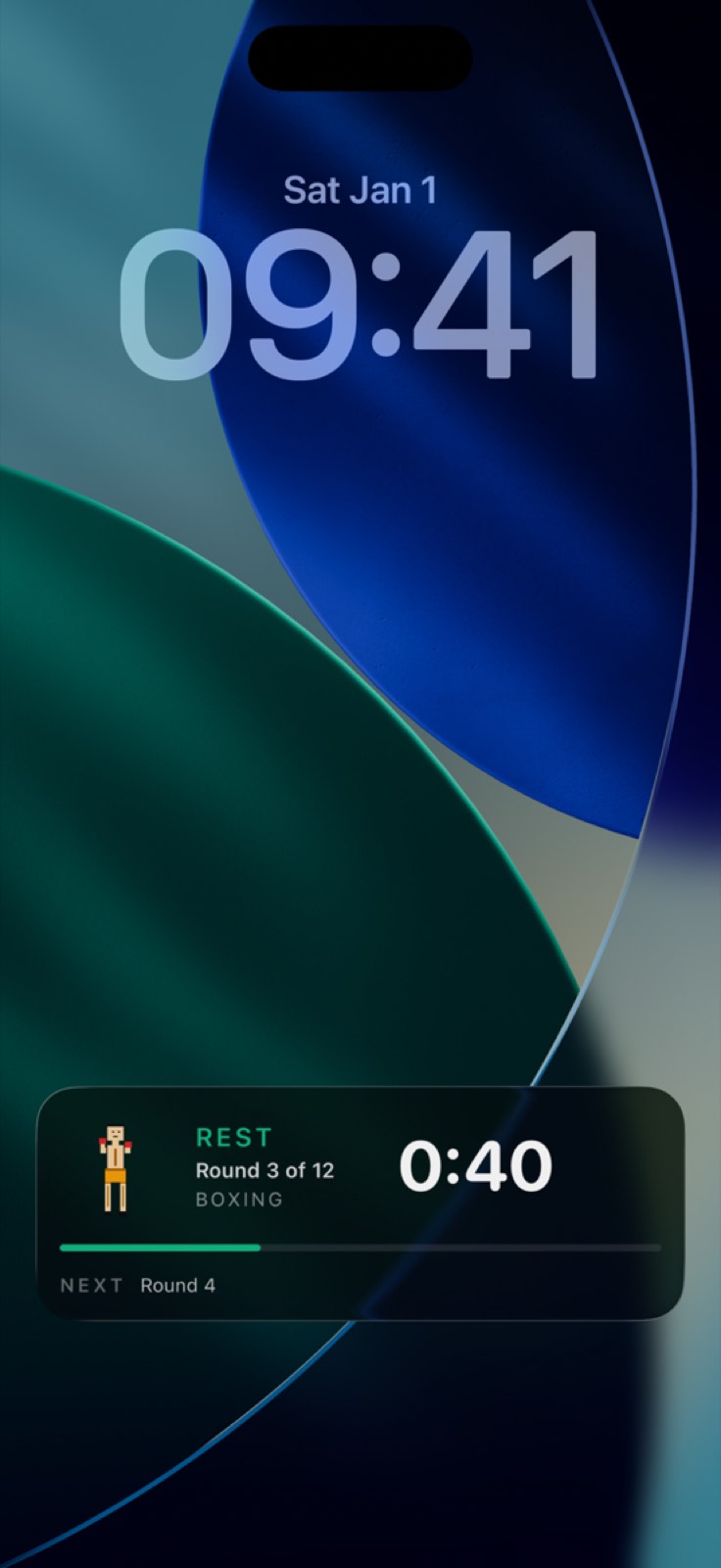 Lock-screen Live Activity banner showing the running timer